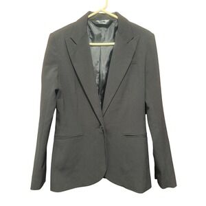 Norma Kamali Womens Black Single Button Tailored Blazer Jacket NKL1223 Size 8